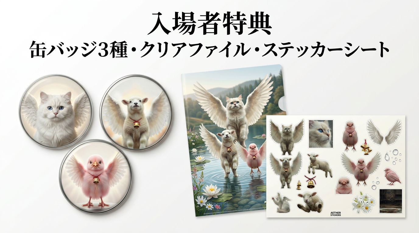 入場者特典 缶バッジ3種・クリアファイル・ステッカーシート